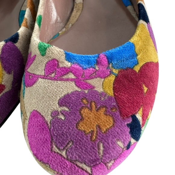 MISSONI Multicolor Velvet Multi Color Ballet Flats Floral Pattern Size 39 9 - Picture 11 of 12